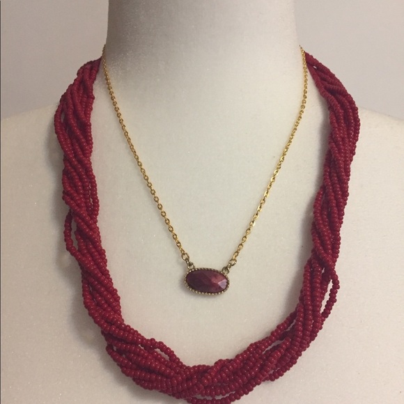 Red 5Strands Red Beads Necklace - Picture 5 of 7